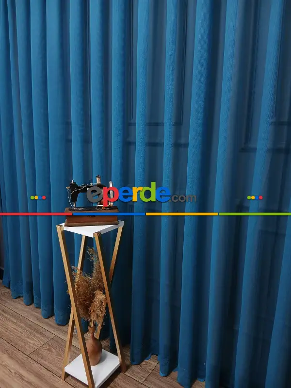 Taç Cemre Düz Örme Petrol Kırışmaz Ütü İstemez Tül Perde