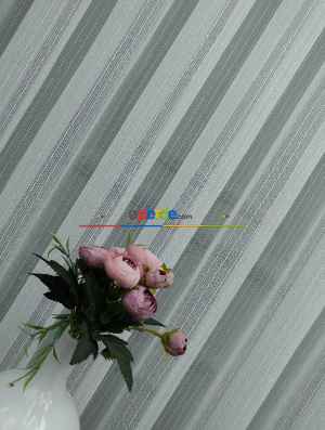 Yeni Sezon Simli Çizgili Tül Perde- Ekru - Kurşunlu Tül