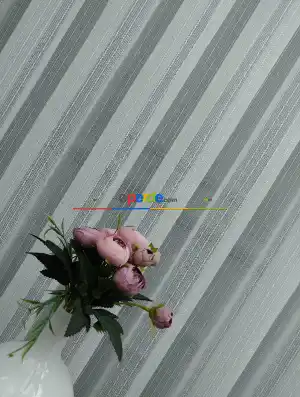Yeni Sezon Simli Çizgili Tül Perde- Ekru - Kurşunlu Tül