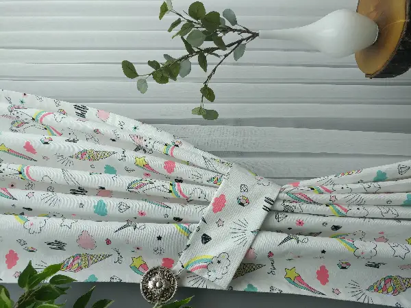 Bebek Odası Fon - Unicorn Desenli Fon Perde Evm681 Kumaşı Kalındır Duck Bezi Değildir- Siyah