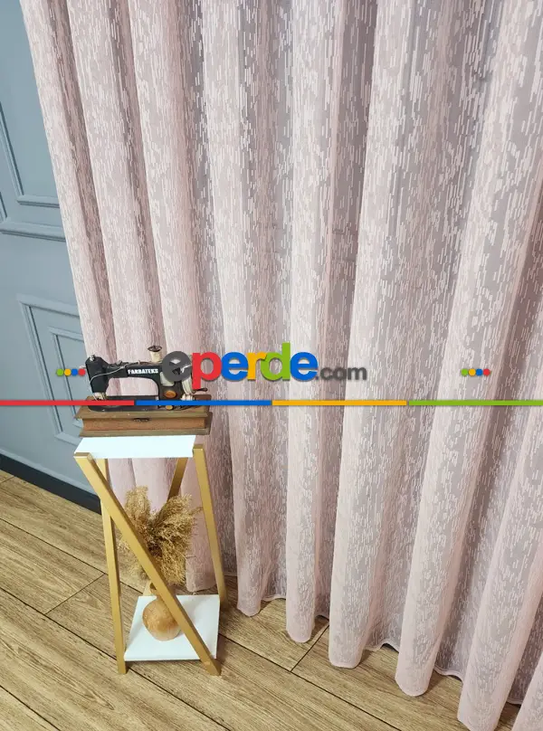 Yağmur Sade Düz Pudra Pembe Renkli Ütü İstemez Tül Perde