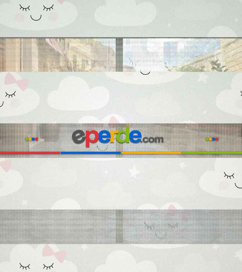 Açık Gri, Pembe Bulut Desenli Baskılı Zebra Perde