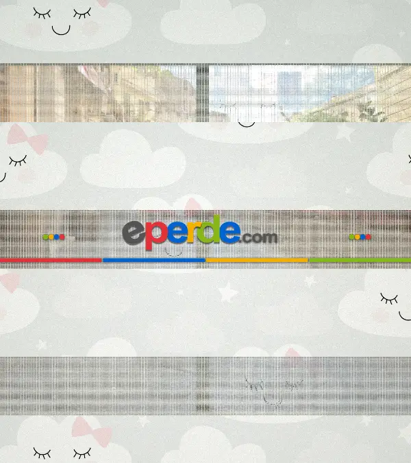 Bulut Desenli Baskılı Zebra Perde- Çok Renkli