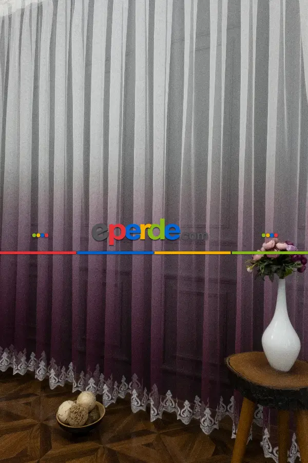 Tül Yarım Renkli Degrade Tül Renkli Tül