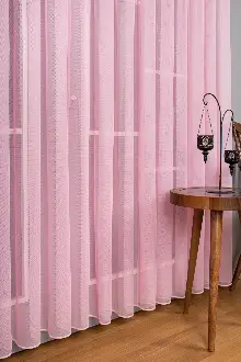 Şeker Pembe Grek Tül Perde Petek Zemin