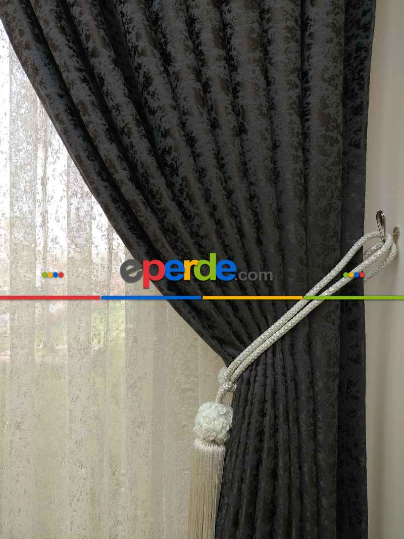 Acı Kahve Duz Jakar Fon Perde (180)- Acı Kahve