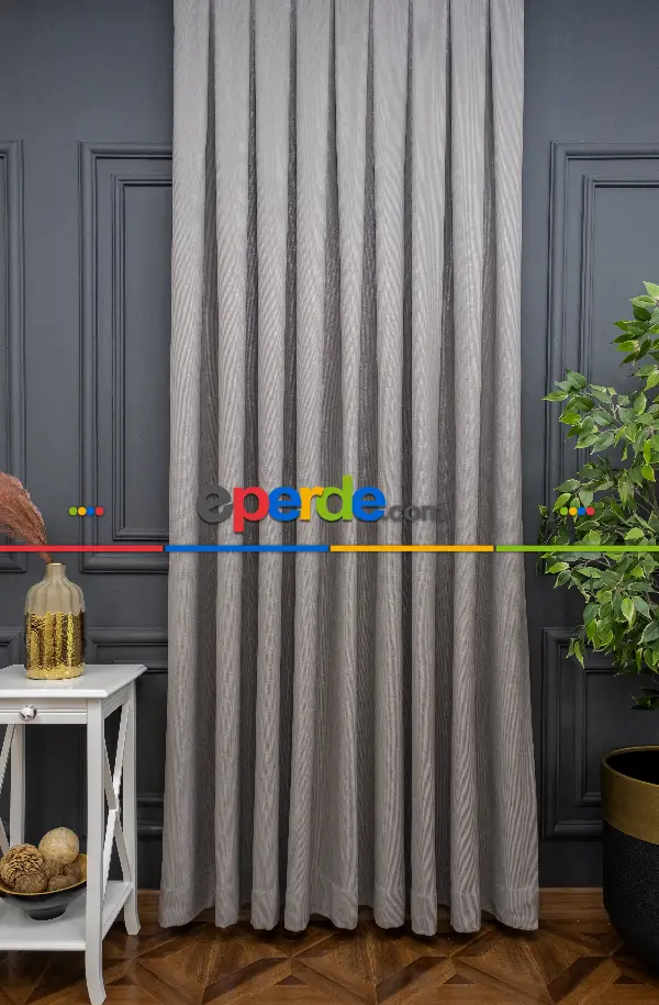 2025 Trend Gri Özel Dokulu Ve Işıltılı Fon Perde