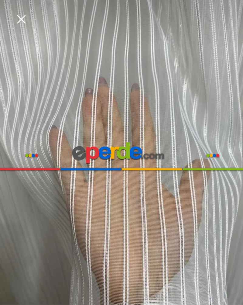 Salon Tül Perde - Simli Çizgili Makarna Tül Perde 2023 Trend Ürün Kampanya