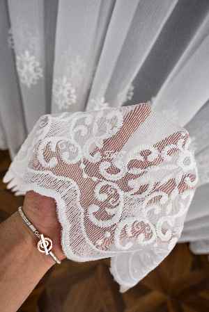 Taç Mimoza Sedef İşlemeli Ütü İstemez Salon Tül Perde