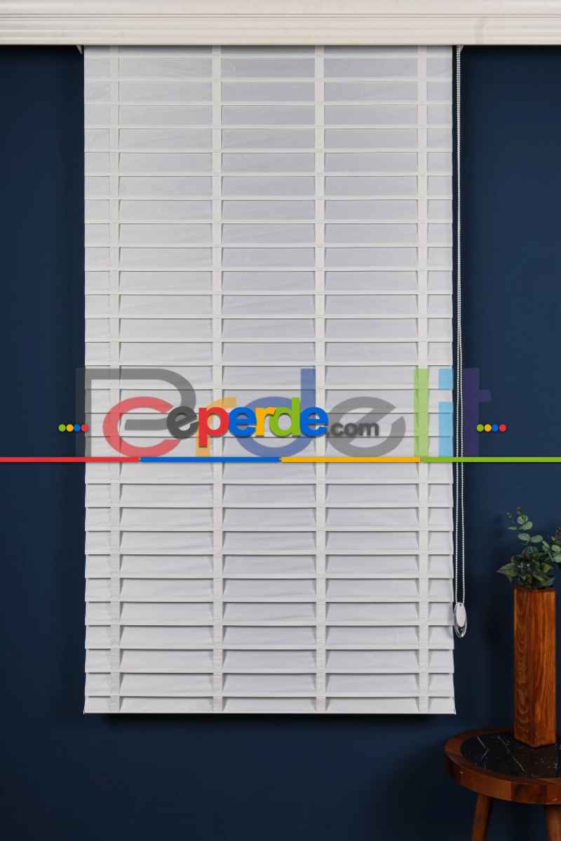 Beyaz 50mm Silüet Kumaş Jaluzi Perde
