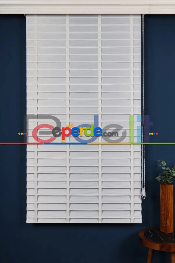 Beyaz 50mm Silüet Kumaş Jaluzi Perde