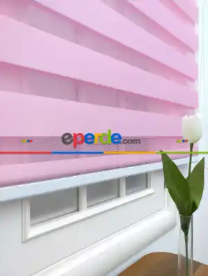 Yatak Odası - Pembe Bambu Zebra Perde- Pembe