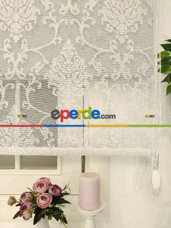 Çiftli Sistem Tül Stor Beyaz Damax Örme Tül- Beyaz