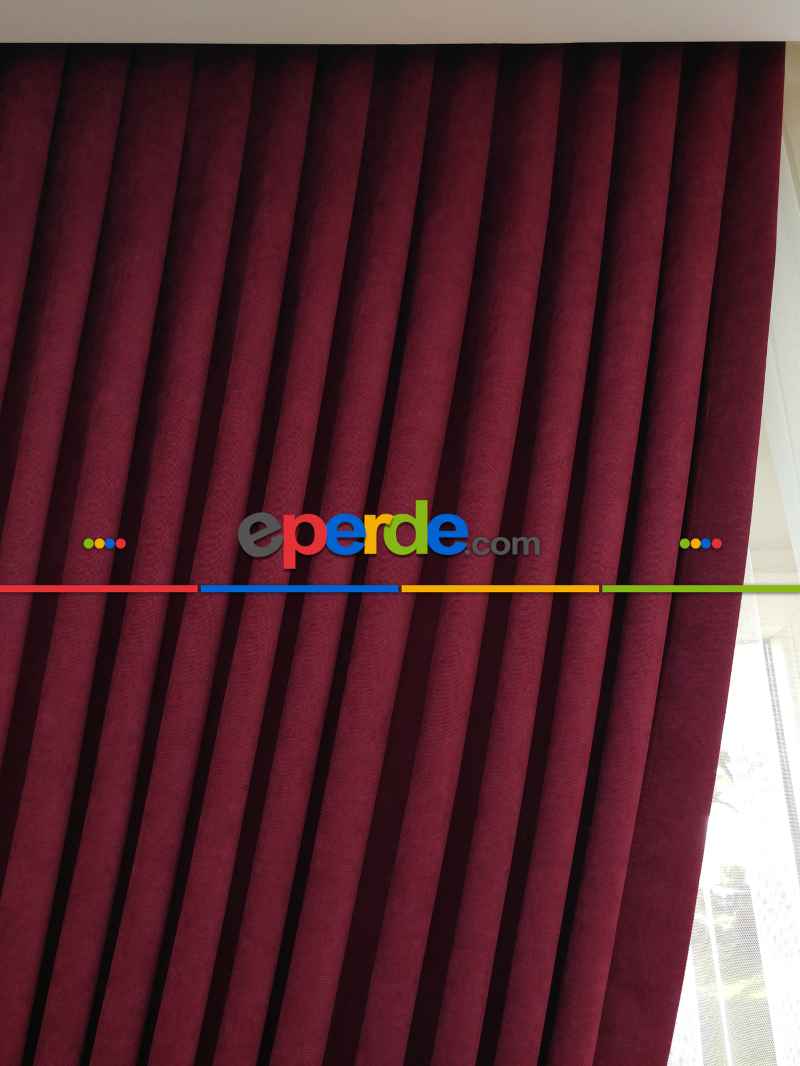 Bordo Düz Fon Perde 837