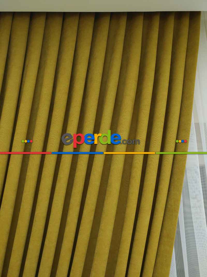 K.sarı - Düz Fon Perde ( Dökümlü Fon Perde)- Sarı