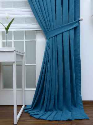 Petrol Mavisi Fon Perde- Mavi