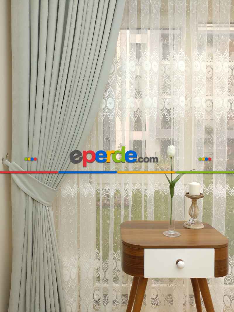 Gri Açık Düz Fon Perde Dökümlü Birinci Kalite 300 Cm Geniş En Daha Hesaplı- Gri Açık