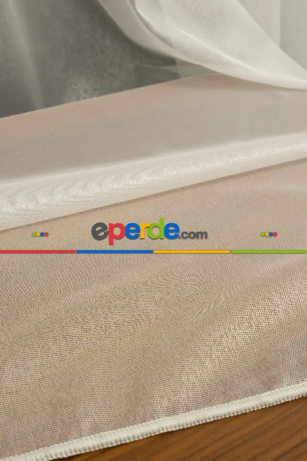 Arzenen Marka Doğal Yansımalarıyla Şık Görünümlü Kendinden Parlak Tül Perde- Krem - Kurşunlu Tül