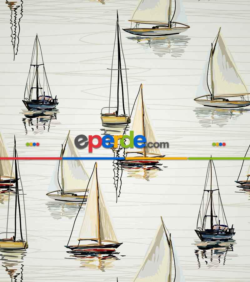 Yelkenli Desenli Baskılı Stor Perde- Çok Renkli