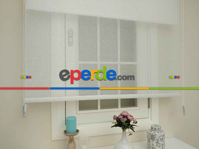 Bambu Tül Stor - Çiftli Sistem Tül Stor Perde (bamboo)- Ekru