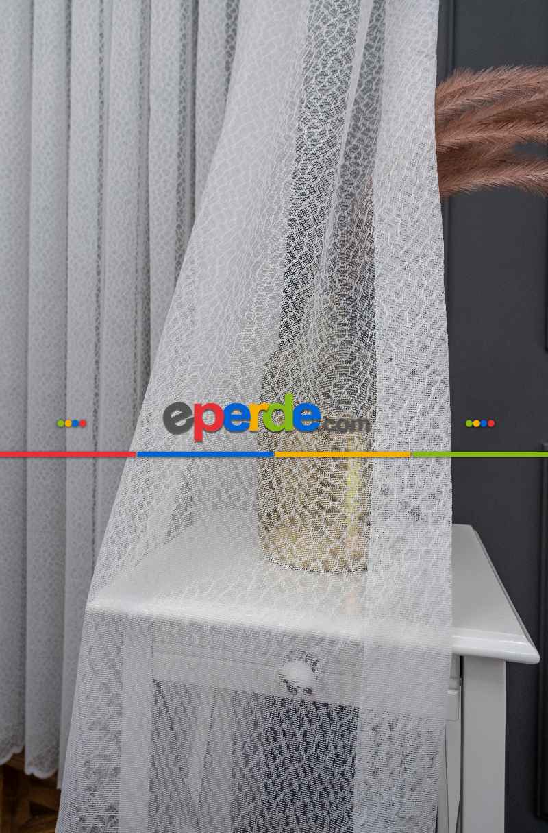 Yatak Odası - Spor Desen Fransız Dantel Tül Perde 