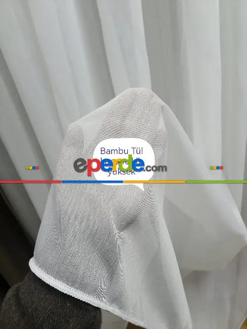 Ütü İstemeyen Düz Bambu Eslem - 2 Seçenekli Ekru / Şeffaf