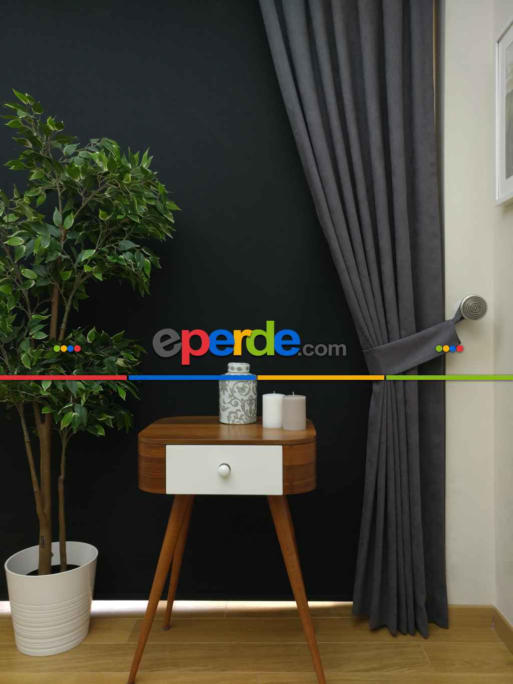 Gri Renk Düz Pileli Fon Perde- Gri-Füme-Antrasit 70cm X 260cm 