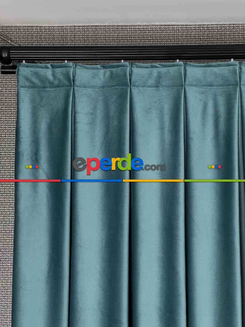 Turkuaz Mavi İthal Kadife Fon Perde, Premium Kalite Serisi Kadife Fon Perde