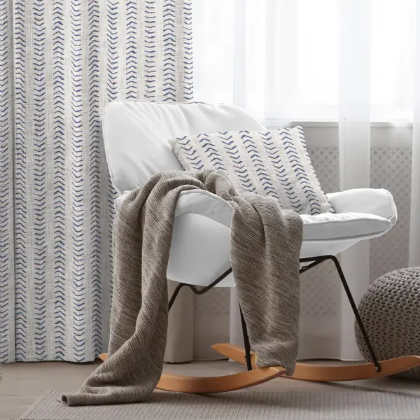 Etnik Fon Perde Evim1535 Kumaşı Kalındır Duck Bezi Değildir- Mavi-beyaz