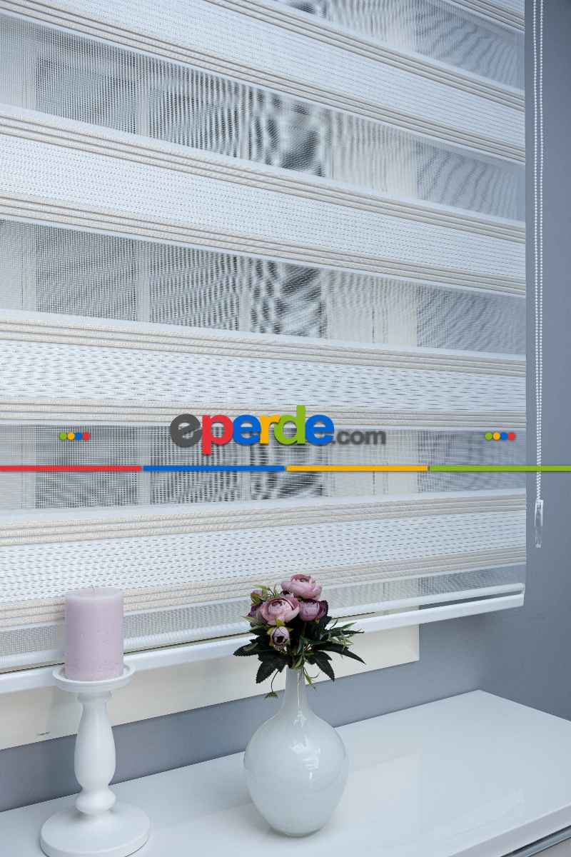 Yatak Odası - Zebra Perde Simli Pileli Yüksek Kalite Pliseli Zebra - Kornişe Kolay Montaj Ayağı Seçenekli - Standart Metal Kasalı