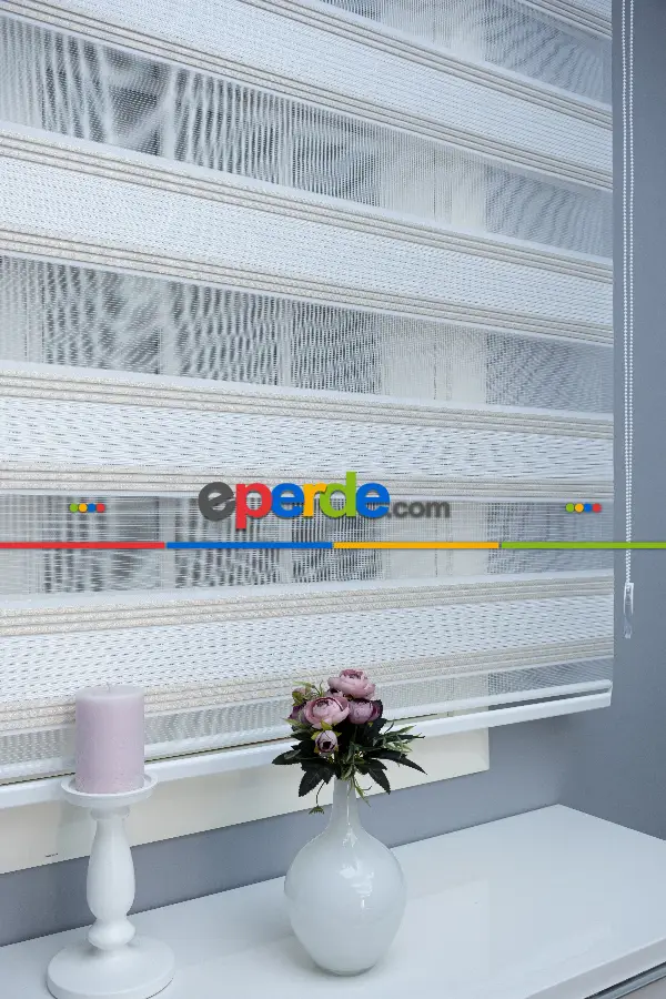 Salon Zebra Perde - Zebra Perde Simli Pileli Yüksek Kalite Pliseli Zebra - Kornişe Kolay Montaj Ayağı Seçenekli - Standart Metal Kasalı