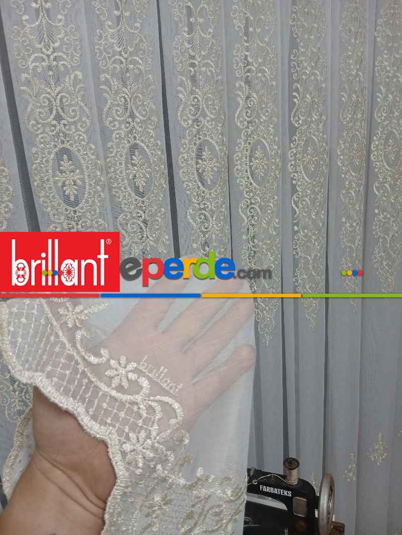 Yatak Odası - Brillant Gold Altin Sim Varakli Şehrazat model Tül Perde