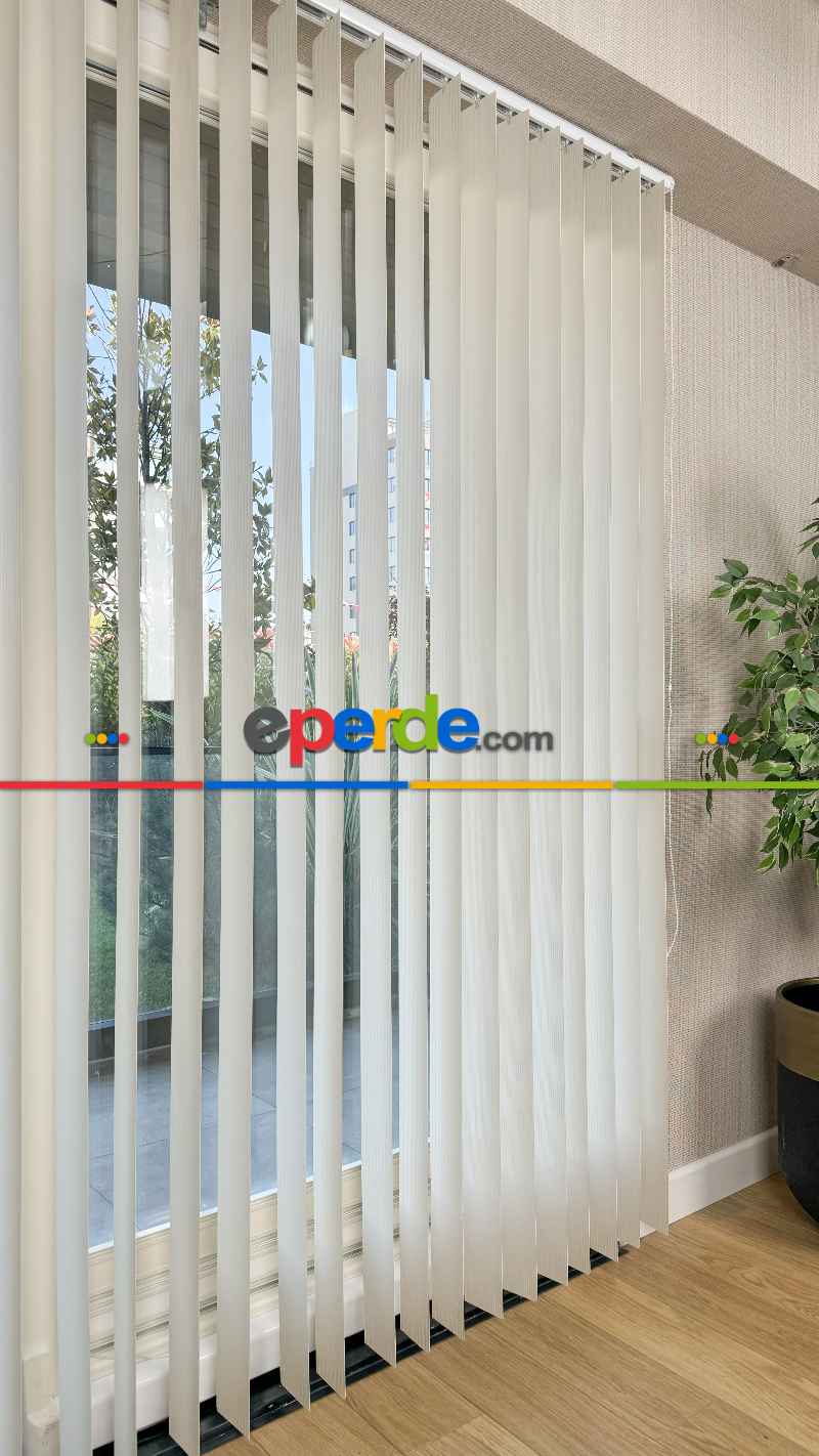 Krem Çizgili Pvc Dikey Perde, Dikey Stor Perde