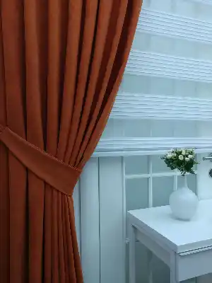 Turuncu Düz Fon Perde- Turuncu