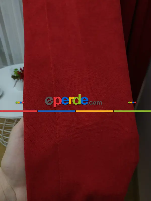 Kırmızı Düz Fon Perde - Kırmızı