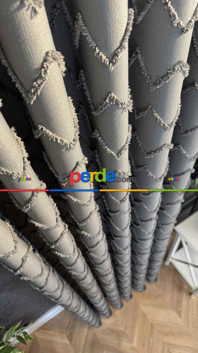 Gri Jakar Dokuma Fon Perde