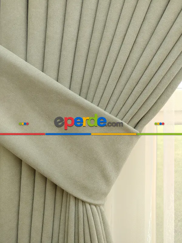 Saon Perdesi - Taş Rengi Düz Fon Perde Dökümlü Birinci Kalite 300 Cm Geniş En Daha Hesaplı- Taş Rengi