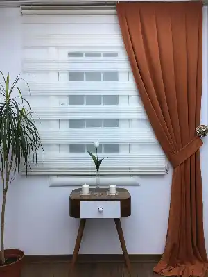 Tarçın Rengi Düz Fon Perde Lacost- Diğer