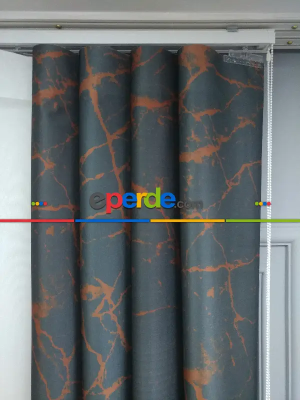 Lens Akıllı Dikey Tül Perde Mermer-23- Çok Renkli 2