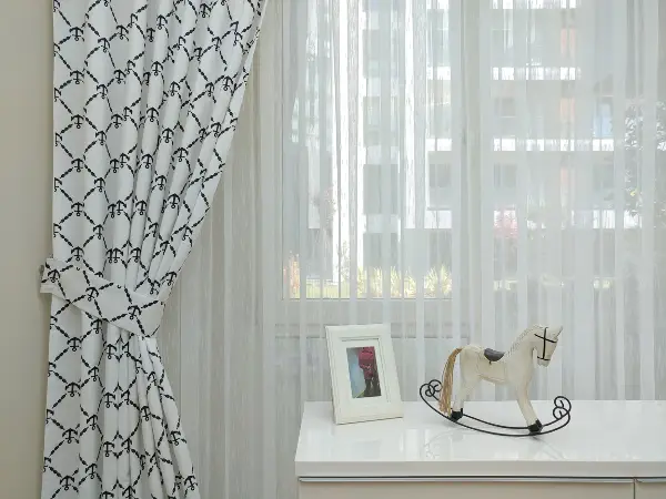 Çapa Denizci Desenli Erkek Bebek Ve Çocuk Odası Fon Perde Modelleri- Siyah-Beyaz