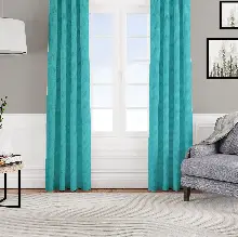 Kadife Dokulu Fon Perde Pilesiz Tek Kanat Turkuaz