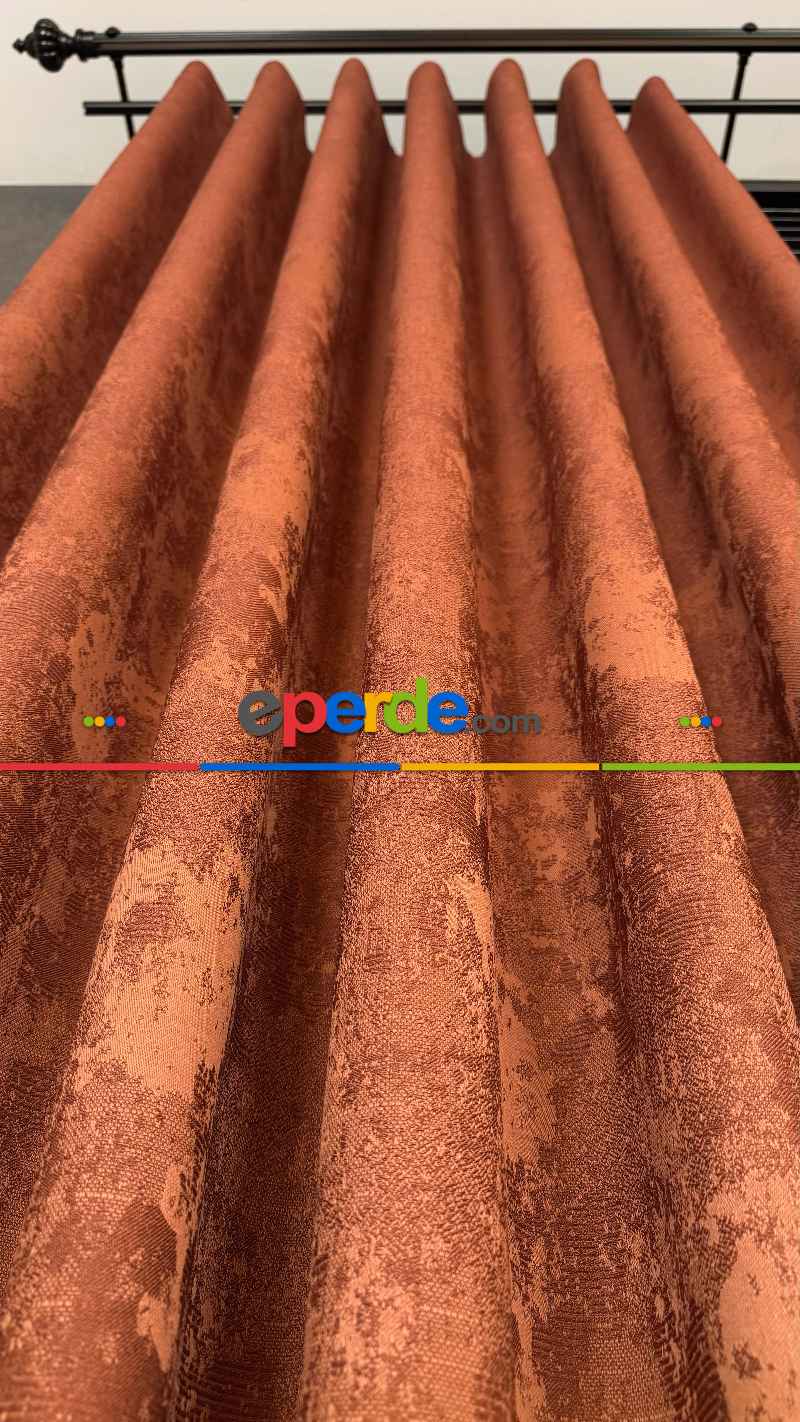 Kiremit Premium Jakar Dokuma Fon Perde, 33 Renk