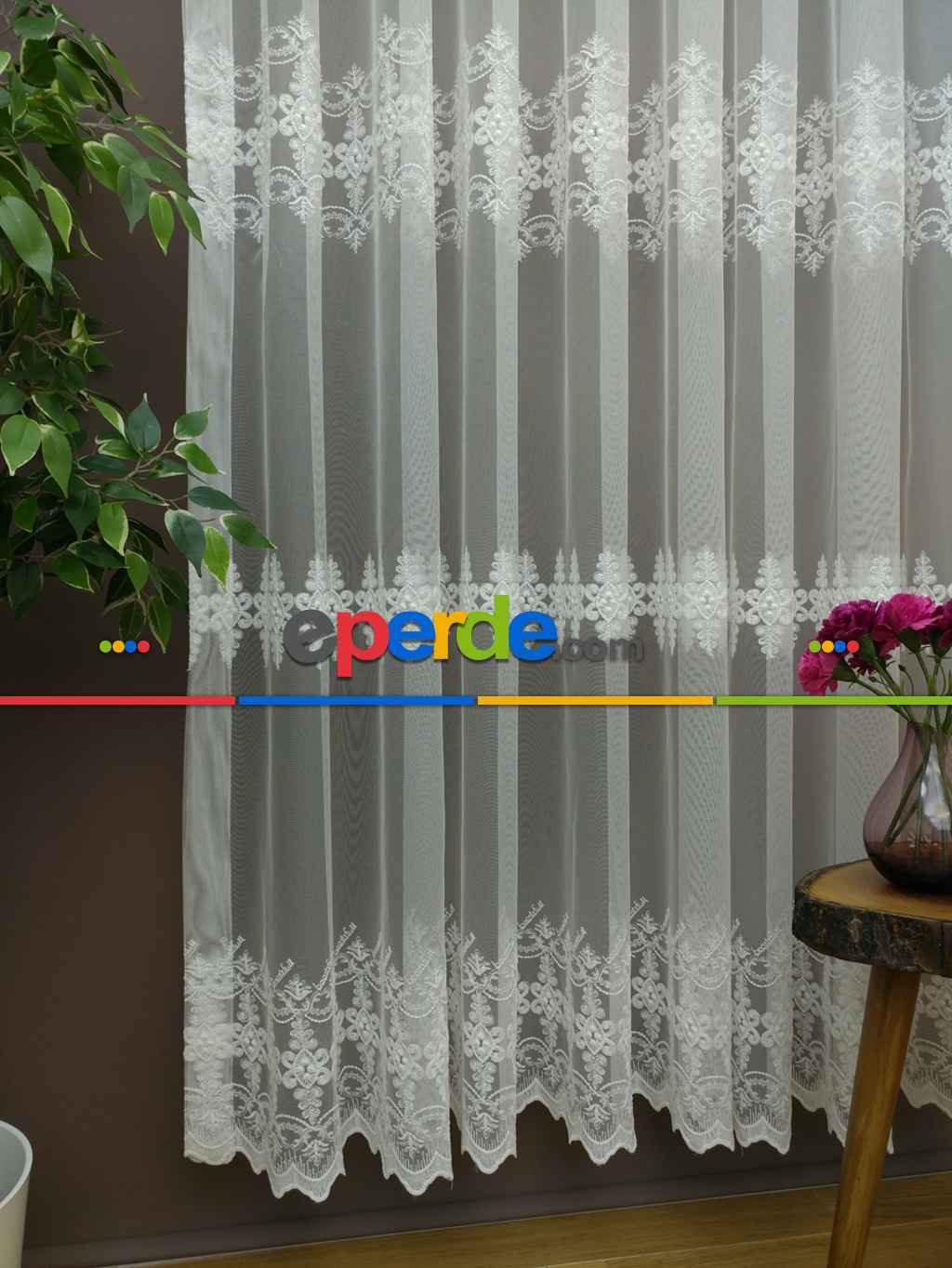 Favori Brode Perde 5 Yıl Kullanım Garantili Zemin, 679- Ekru