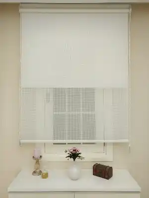 Keten Tül Stor Wicker - Çiftli Sistem Tül Stor Perde (wicker)- Ekru