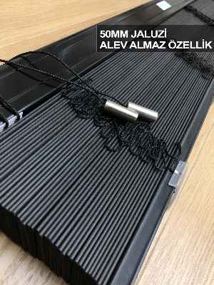 50mm Antrasit Ahşap Efektli Jaluzi Perde Alev Almaz Özellik- Antrasit