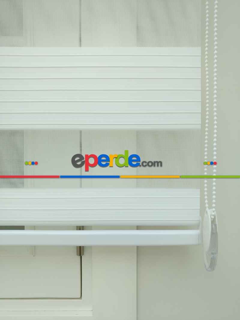 Zebra Perde Geniş Beyaz Kalın Plise 2021- Beyaz