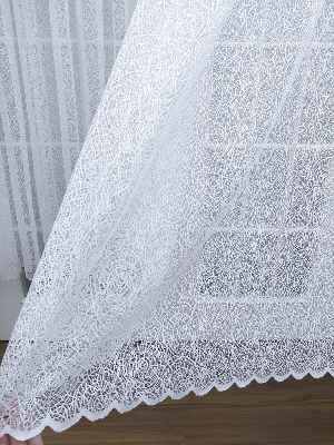 Örme Örümcek Ağı Desenli Tül Perde Ekru