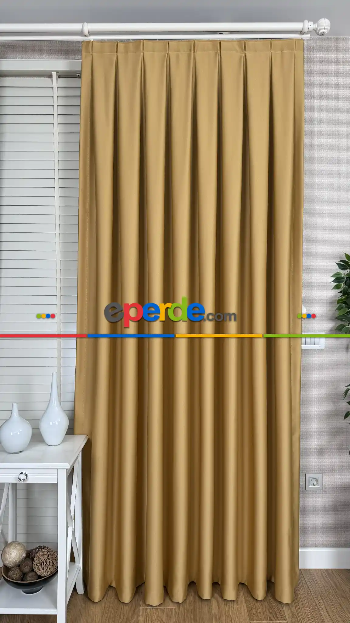 Hardal Sarı Blackout - Karartma Fon Perde, Premium Kalite Serisidir, %90 Oranında Işığı Keser