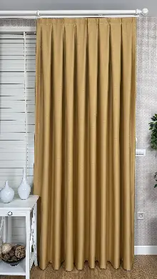 Hardal Sarı Blackout - Karartma Fon Perde, Premium Kalite Serisidir, %90 Oranında Işığı Keser