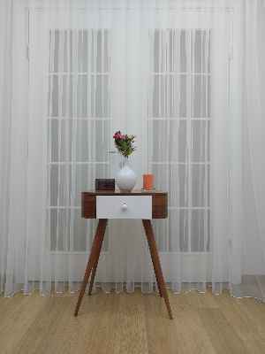 Grek Tül Perde - Petek Zemin (dökümlü) Ekru Renk Kırık Beyaz- Ekru - Kurşunlu Tül